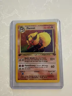 Pokemon TCG Flareon 1st Edition Holo Card Jungle 3/64 MP - Image 1