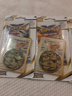 Pokemon Sword & Shield Brilliant Stars Eevee 4 Booster Packs 4 Coins And 4 Card - Image 2