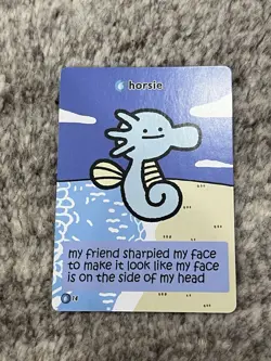 Pokiebubies 1st Edition - Horsie Horsea #14 Derpy Pokemon Fan Art Card V1 Set 1 - Image 1