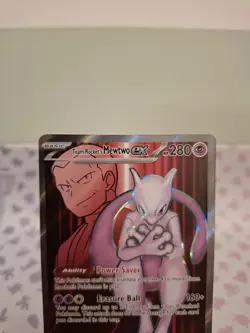 Pokemon Card Team Rocket's Mewtwo ex 213/182 Destined Rivals Holo Full Art NM - Image 2