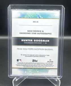 2024 Topps Inception Hunter Goodman Rookie Emerging Star Auto /299 RC Rockies - Image 2