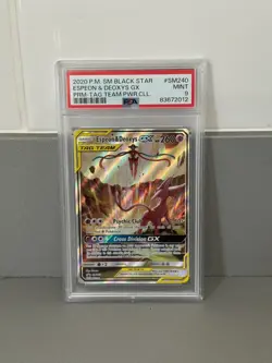 Espeon & Deoxys SM240 PSA 9 MINT Pokemon Cards Alt Full Art Holo Rare Promo - Image 1