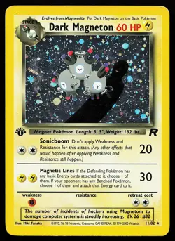 Dark Magneton 11/82 1st Edition Holo Rare Team Rocket Pokemon Card - Image 1