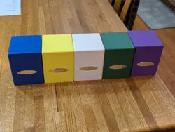 Ultra Pro Satin Cube Deck Boxes Lot Of 5 Purple, Yellow, Green, White Blue - Image 3