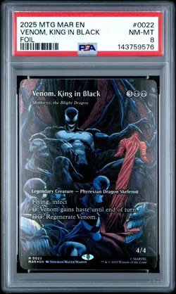 2025 MTG MARVEL'S SPIDER-MAN: SOURCE MAR FOIL #0022 VENOM, KING IN BLACK PSA 8 - Image 1