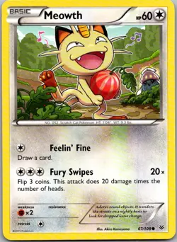 Meowth 67/108 Common Roaring Skies Pokemon Near Mint - Image 1