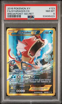 2016 POKEMON XY BREAKPOINT SECRET #123 FULL ART/GYARADOS EX PSA 8 - Image 1