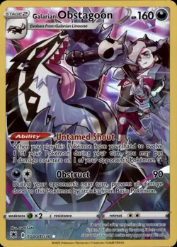 Galarian Obstagoon TG10/TG30 Holo Astral Radiance Trainer Gallery Holo NM - Image 1