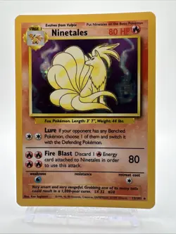 1999 Pokemon Base Set Ninetails Holo Rare 12/102 Very Rare Condition! NM - Image 1