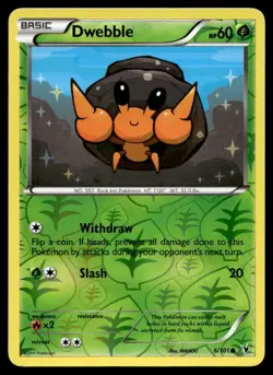 Dwebble 6/101 Pokemon Card Noble Victories Common 60 HP Rev Holo NM E30 - Image 1