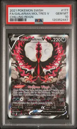 2021 POKEMON SWORD & SHIELD CHILLING REIGN FULL ART/GALARIAN MOLTRES V PSA 10 - Image 1