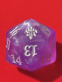 mtg d20 Spindown dice, oversized, Throne of Eldraine, purple - Image 1