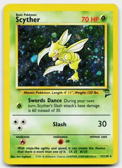 Scyther 17/130 Holo Rare Base Set 2 Pokemon Holo Moderately Played - Image 1