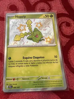Pokemon TCG Hoppip 096/091 Shiny Rare Paldean Fates Holo Spanish - Image 1