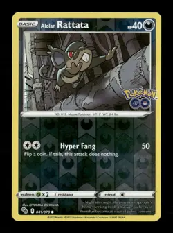 Alolan Rattata Reverse Holo Common Pokemon GO 041/078 NM Pokemon NM - Image 1