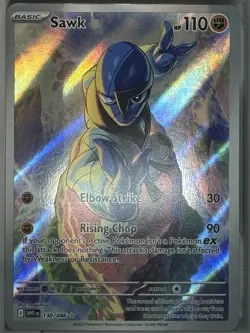 Pokemon TCG Sawk 130/086 Sv: White Flare Holo Illustration Rare 110 HP English - Image 1