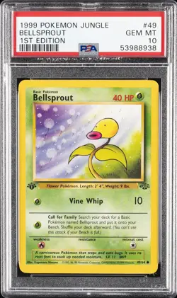1999 POKEMON JUNGLE 1ST EDITION #49 BELLSPROUT PSA 10 - Image 1