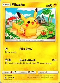 Pikachu 30/111 Common Crimson Invasion Pokemon LP - Image 1