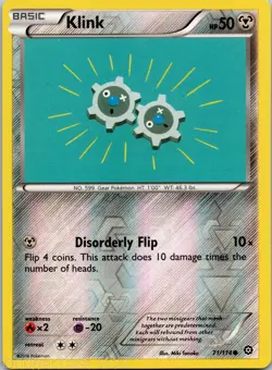 Klink 71/114 Common Steam Siege Pokemon Reverse Holo NM - Image 1