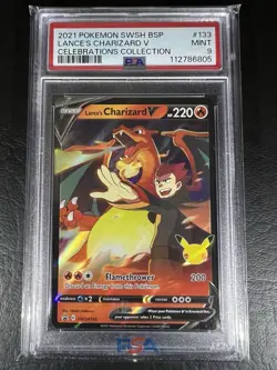 PSA 9 Mint 2021 Pokemon Lance's Charizard V SWSH133 Celebrations Collection - Image 1