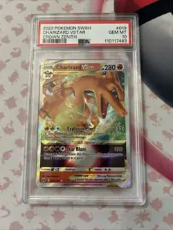 2023 POKEMON SWORD & SHIELD CROWN ZENITH #019 CHARIZARD VSTAR PSA 10 - Image 1