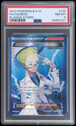 2013 Pokemon Black And White Plasma Storm Colress #135 PSA 8 NM-MT Full Art - Image 1