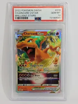2022 Pokemon SWSH CHARIZARD VSTAR Brilliant Stars 018/172 GEM MINT PSA 10 - Image 1