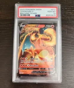 2022 Pokemon Charizard V 017/172 Brilliant Stars - PSA 10 Gem Mint - Image 1