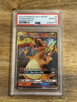 GRADED PSA 10 2019 Pokemon Sun & Moon Charizard GX Hidden Fates #9 - Image 1