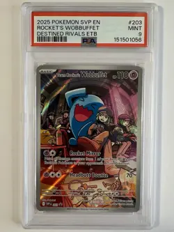 Pokemon Team Rocket’s Wobbuffet SVP 203 PSA 9 MINT Destined Rivals ETB - Image 1