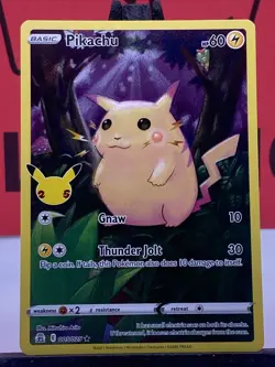 Pikachu 005/025 Celebrations Pokemon TCG Full Art Holo Rare 2021 NM - Image 3