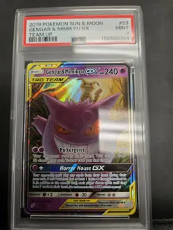 PSA 9 Gengar & Mimikyu Tag Team GX 53/181 Pokemon Sun & Moon Team Up MINT - Image 1