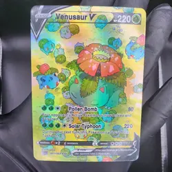 Pokemon Venusaur V Custom Made Fan Art Holo With Texture - Image 1