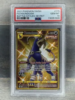 Pokemon TCG: Houndoom 179/163 Battle Styles Gold Secret Rare Full Art ✨ PSA 10 - Image 1