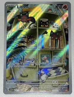 Pokemon TCG Litten 167/162 Temporal Forces Full Art Illustration Rare Holo NM - Image 1