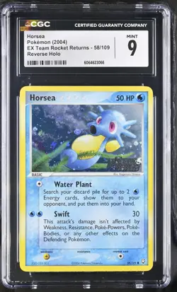 CGC 9 Horsea EX Team Rocket Returns 58/109 Reverse Holo Stamped Pokemon Card - Image 1