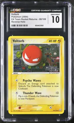 CGC 10 Voltorb EX Team Rocket Returns 80/109 Reverse Holo Stamped Pokemon Card - Image 1