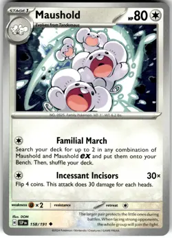 Maushold Regular 158/191 SV08: Surging Sparks Uncommon Pokemon Card NM - Image 1