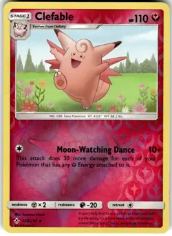 Clefable Reverse Holo 133/214 SM - Unbroken Bonds Rare Pokemon Card LP - Image 1