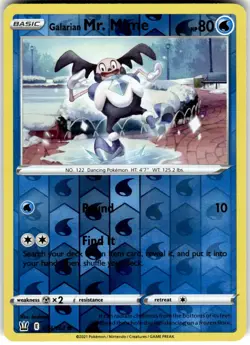 Galarian Mr. Mime Reverse Holo 034/163 SWSH05: Battle Styles Common Pokemon Card - Image 1