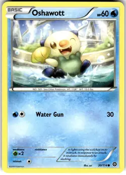 Oshawott 30/114 XY - Steam Siege Common Pokemon Card MP - Image 1