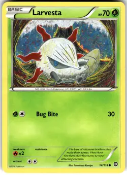 Larvesta 14/114 XY - Steam Siege Common Pokemon Card MP - Image 1