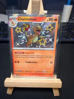 Charmeleon 110/091 Shiny Rare Card Scarlet Violet Paldean Fates - Image 1