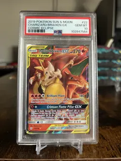 2019 Pokemon Sun & Moon Charizard Braixen GX PSA 10 Cosmic Eclipse Card - Image 1