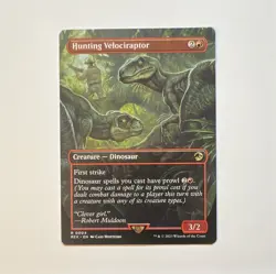 Magic The Gathering: Hunting Velociraptor Borderless Rare (0004) Jurassic World - Image 1