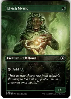 Elvish Mystic (Borderless) 648 Commander Masters C MTG Magic The Gathering LP - Image 1