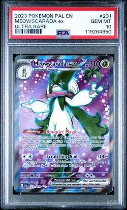 2023 Pokemon Paldea Evolved #231 Meowscarada EX Ultra Rare PSA 10 Card GEM MINT! - Image 1