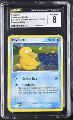CGC 8 Psyduck EX Team Rocket Returns 70/109 Reverse Holo Stamped Pokemon Card - Image 1