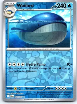 Wailord 041/159 Rare Journey Together Pokemon Reverse Holo NM - Image 1