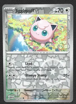 Pokemon Scarlet & Violet 151 Jigglypuff 039/165 Reverse Holo Near Mint - Image 1